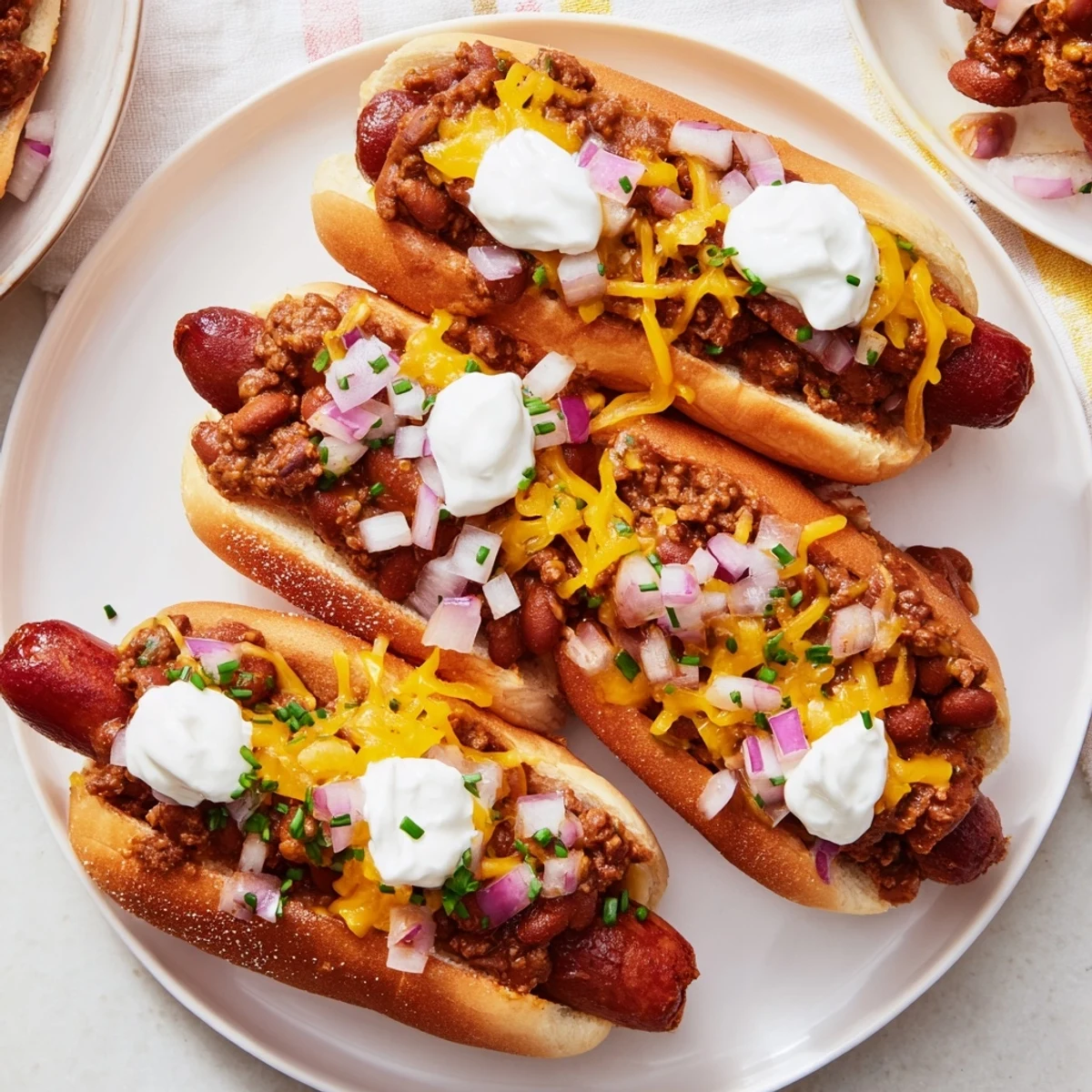 A bubbly, cheesy Chili Dog Casserole, a delightful baked casserole with hot dogs and chili.