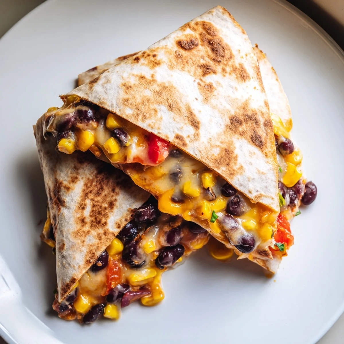 Freshly baked, folded tortilla wrap with beans, looking so delicious and ready to eat.