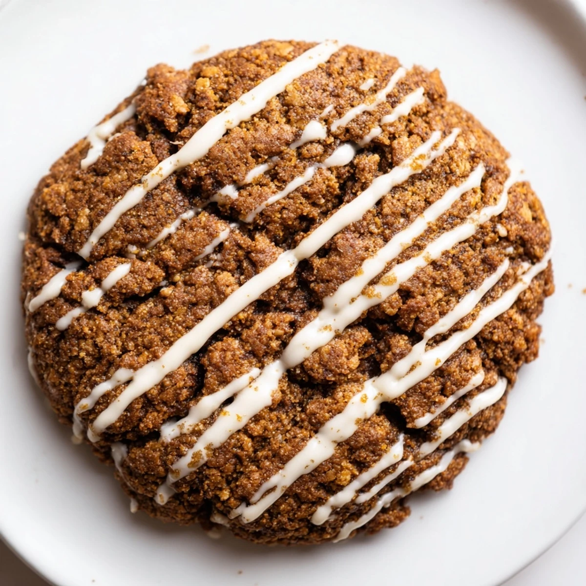 Warm, spiced gingerbread latte cookies drizzled with white chocolate, perfect for holiday baking enjoyment.