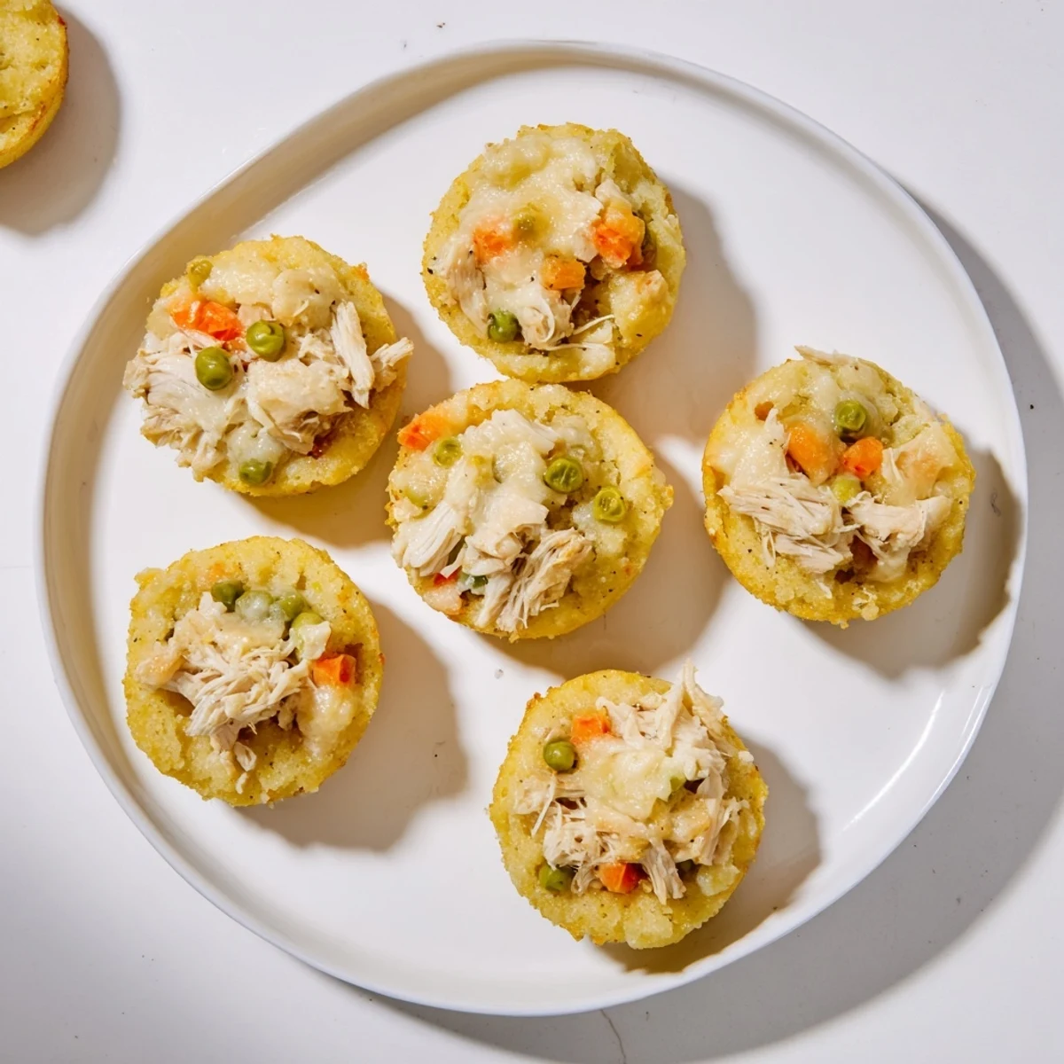 Fluffy Chicken Pot Pie Cornbread Muffins, fresh from the oven, offering a delightful blend of textures and flavors.