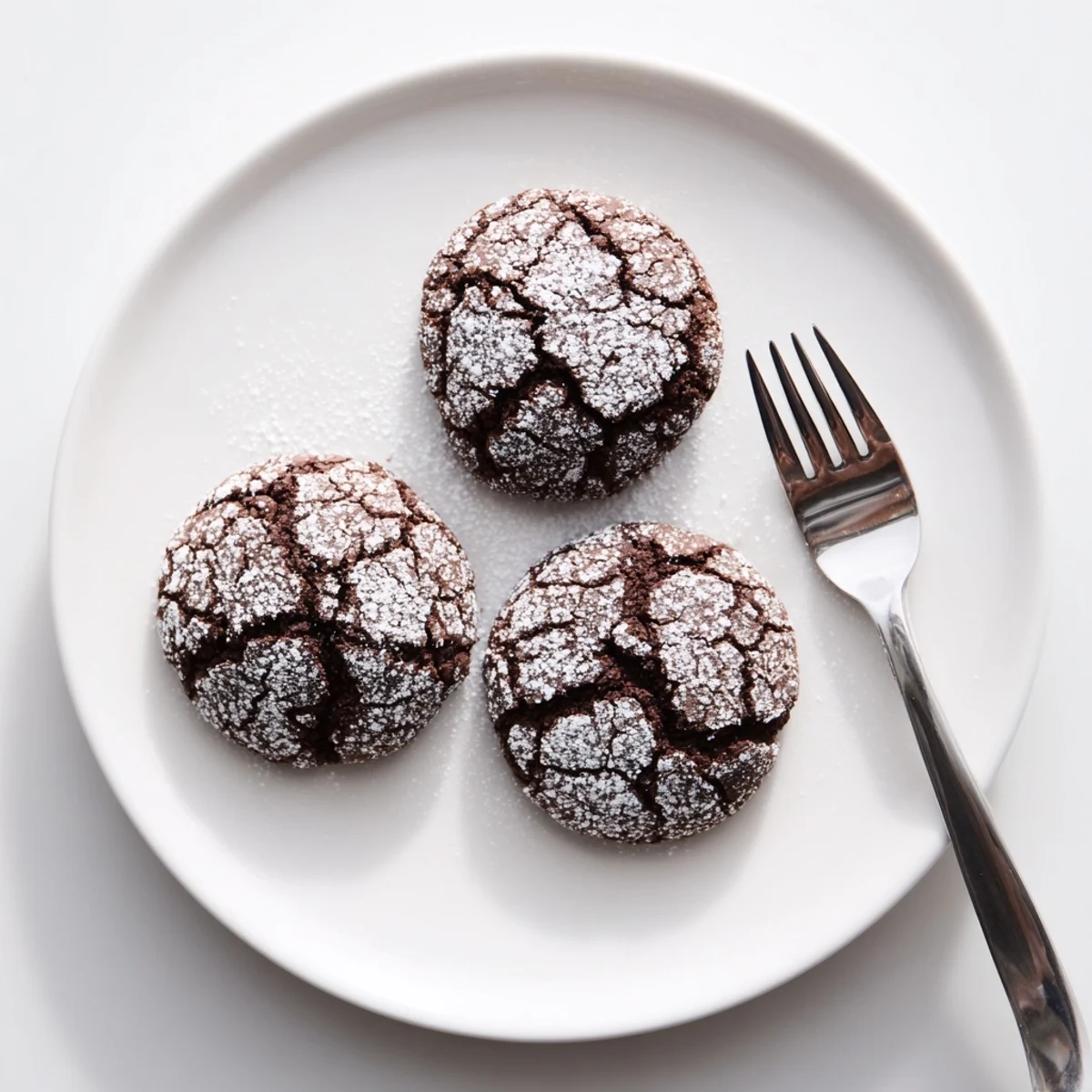 Golden-brown Chocolate Crinkle Cookies, soft inside, showing a contrast of textures when biting.