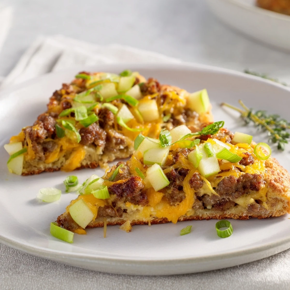 Imagine a warm, rustic skillet of Savory Apple, Sausage, and Cheddar Scones, fresh from the oven.