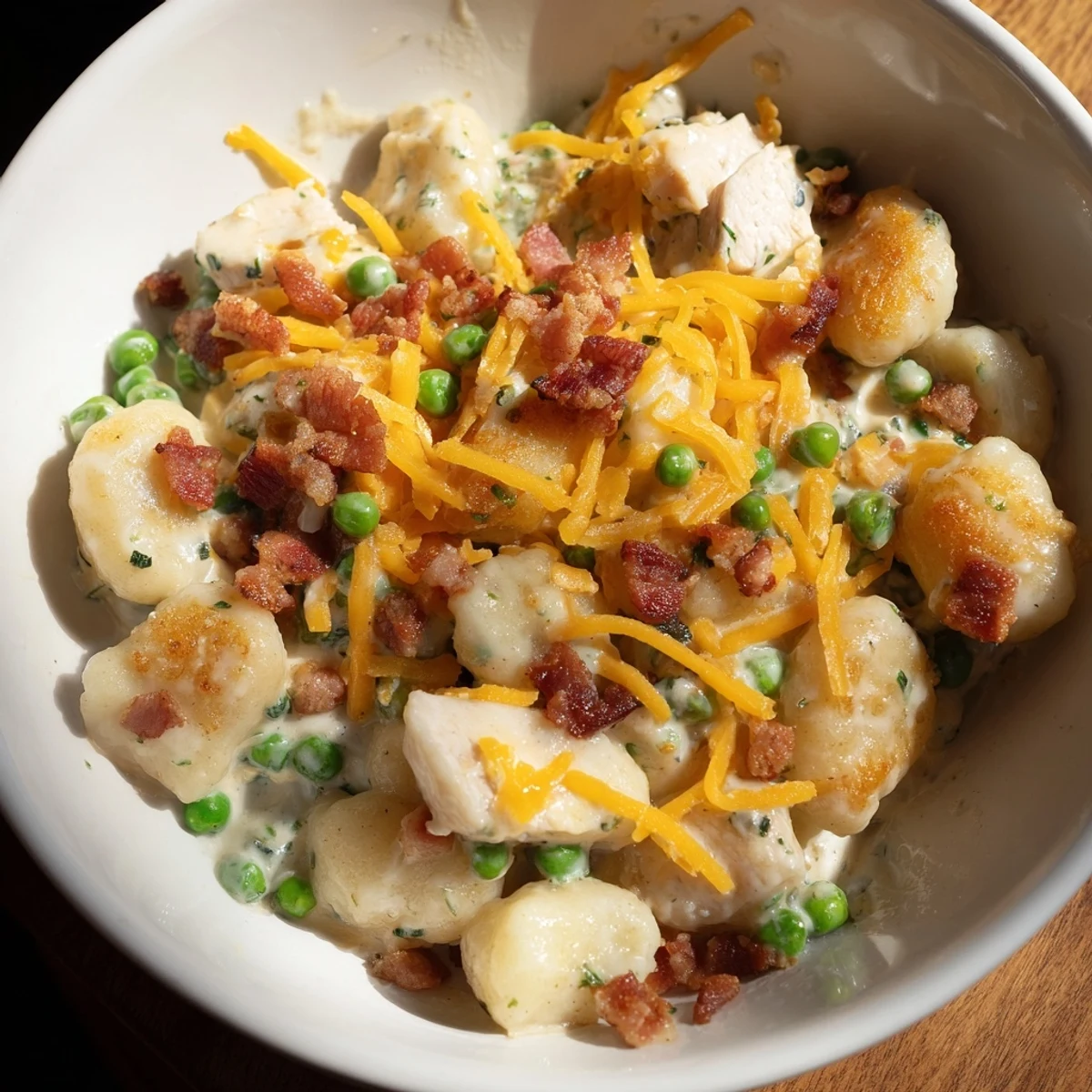 Savory Creamy Crack Chicken Gnocchi, a one-pot meal with golden chicken and pillowy gnocchi.