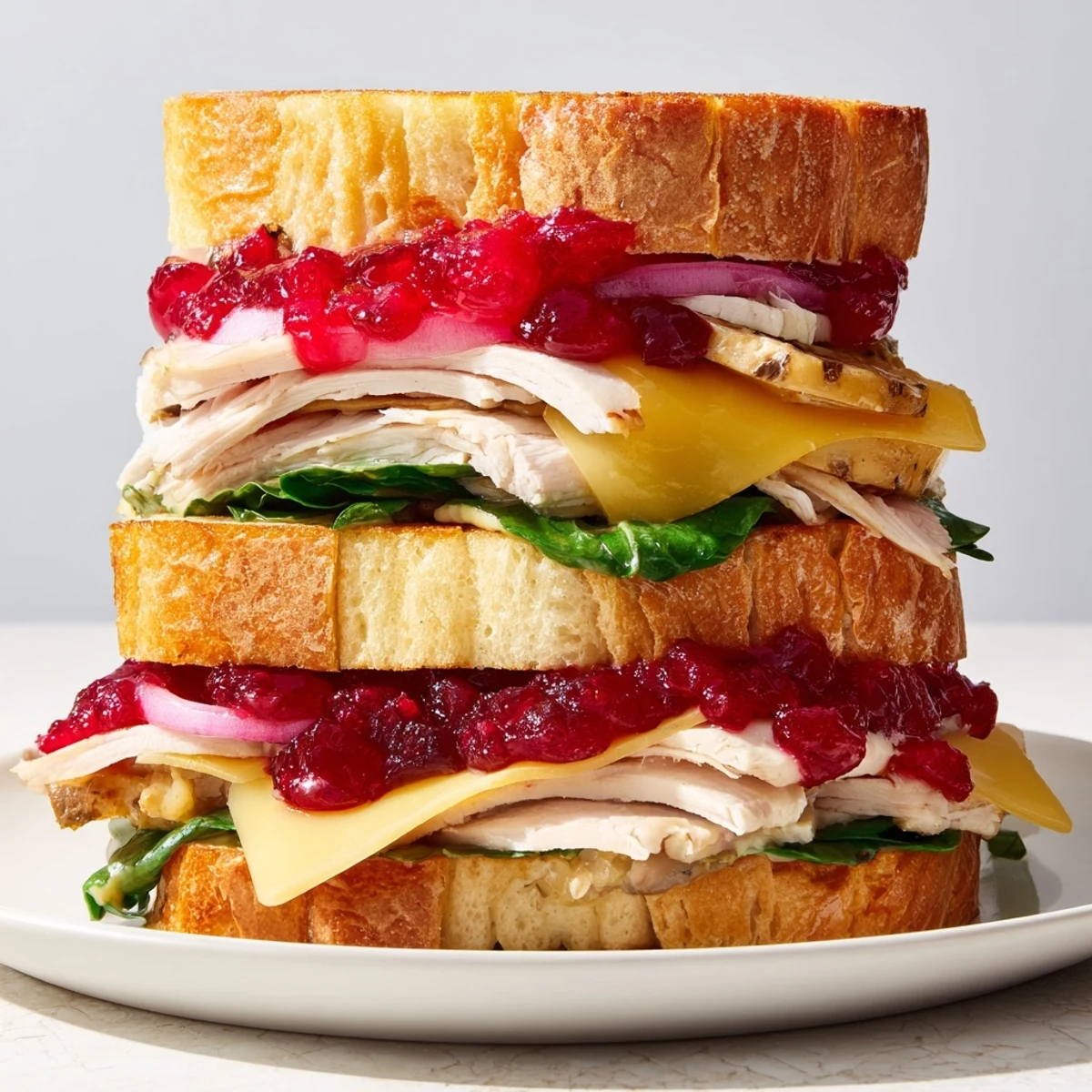 Golden, grilled Budget Christmas Sandwich on brioche: savory turkey, cranberry, stuffing, and cheese all layered.