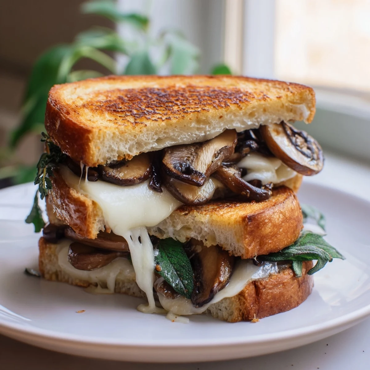 Roast Garlic Mushroom Thyme Toast