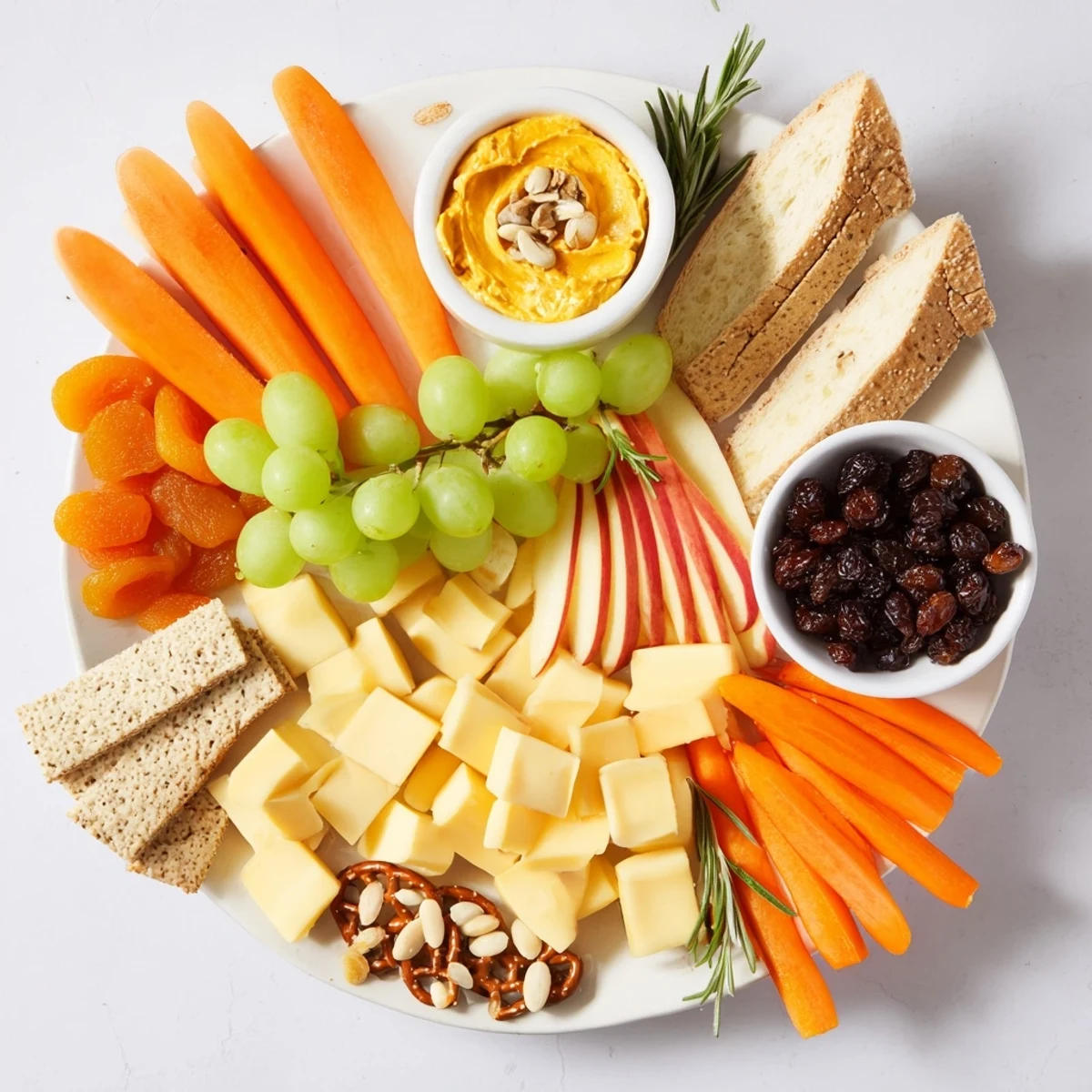 A beautiful Pumpkin Patch Snack Board overflowing with colorful fall snacks, perfect for sharing.