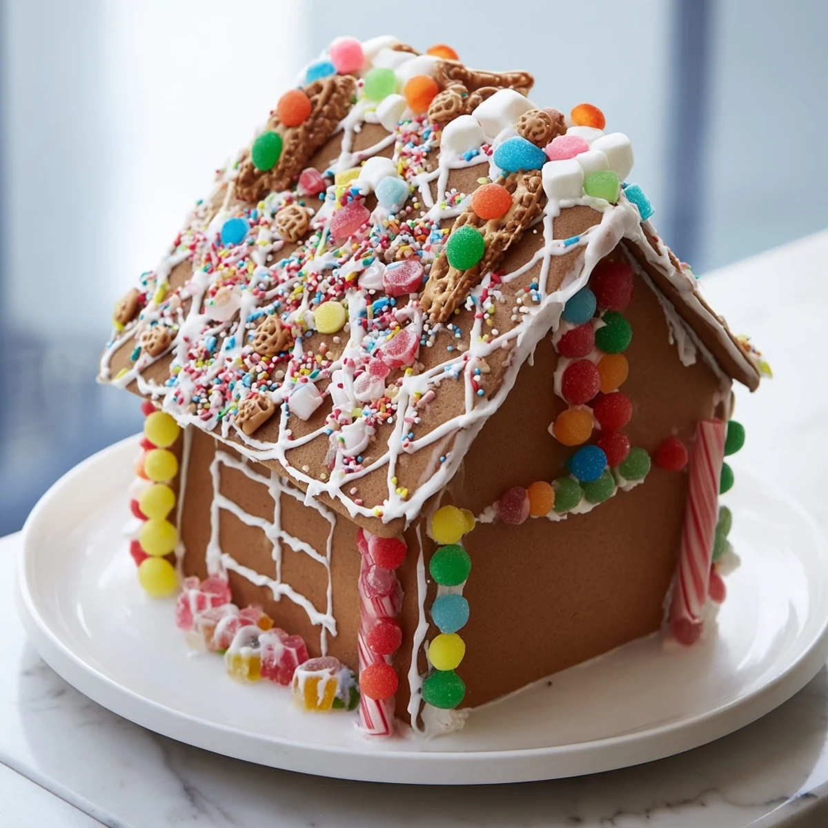 Freshly baked gingerbread house panels and assorted candies create a beautiful decorating kit.