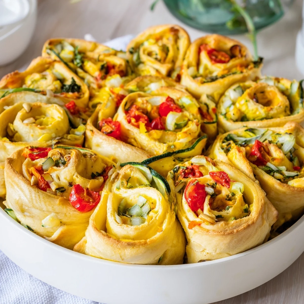 Golden-brown Cercles d'Hôtes Couronne de Rouleaux, a savory French appetizer perfect for entertaining.