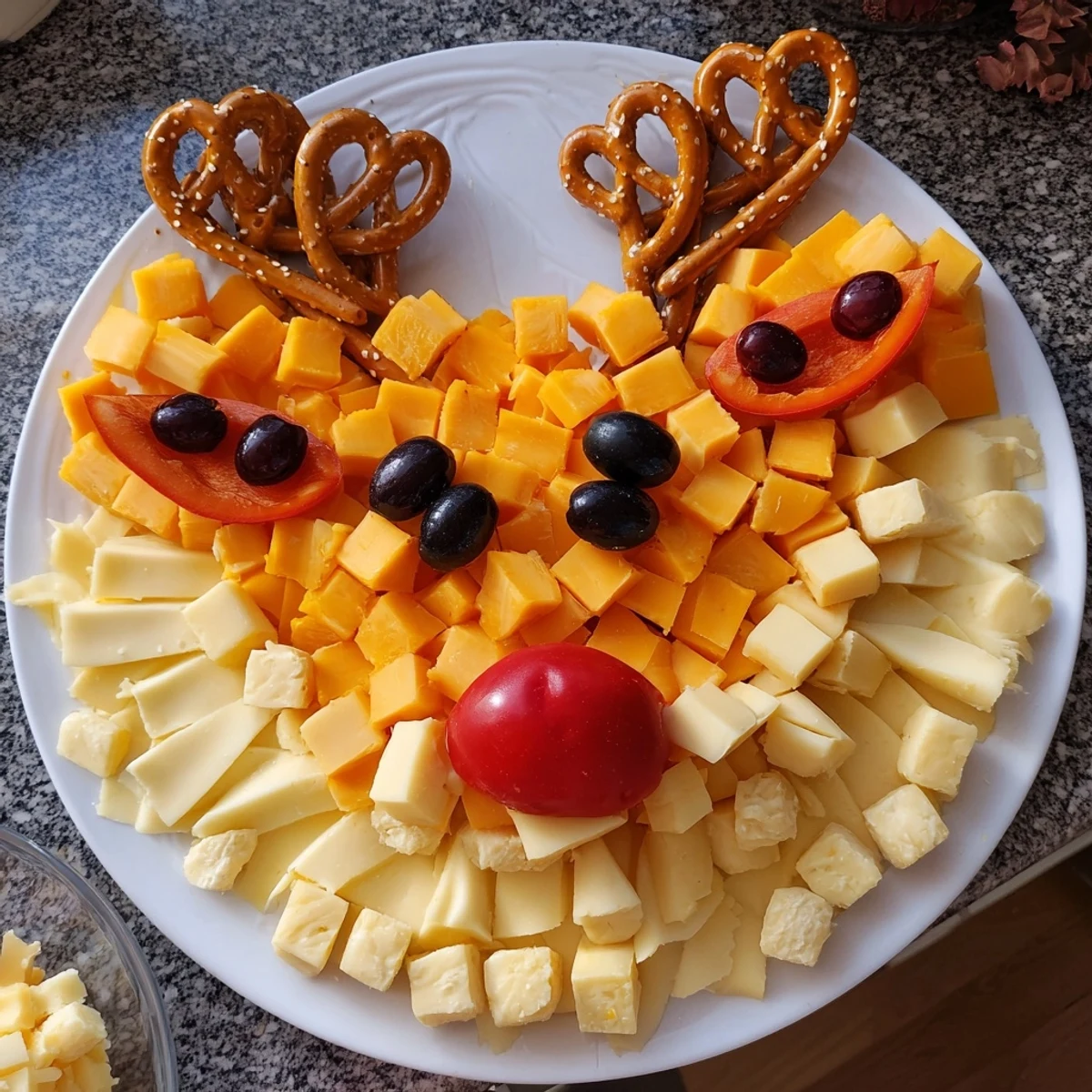Cheesy Reindeer Face Platter