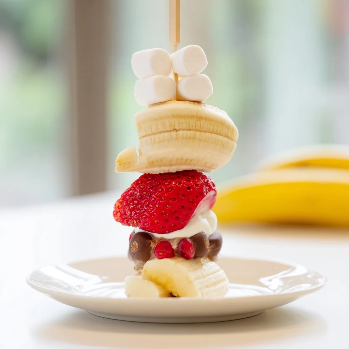 Strawberry Banana Santa Sticks: Festive snack with fresh strawberries and bananas, shaped like Santa hats.