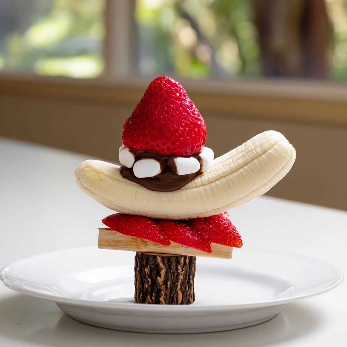 Vibrant image of Strawberry Banana Santa Sticks: Fun and cheerful holiday treat with fruit and marshmallows.