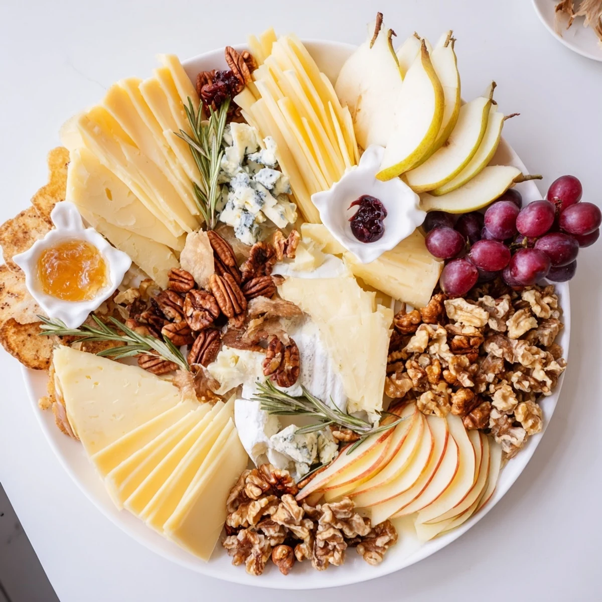 Winter Cabin Cheese Display: a colorful platter with creamy cheeses, fresh fruit and inviting warmth.