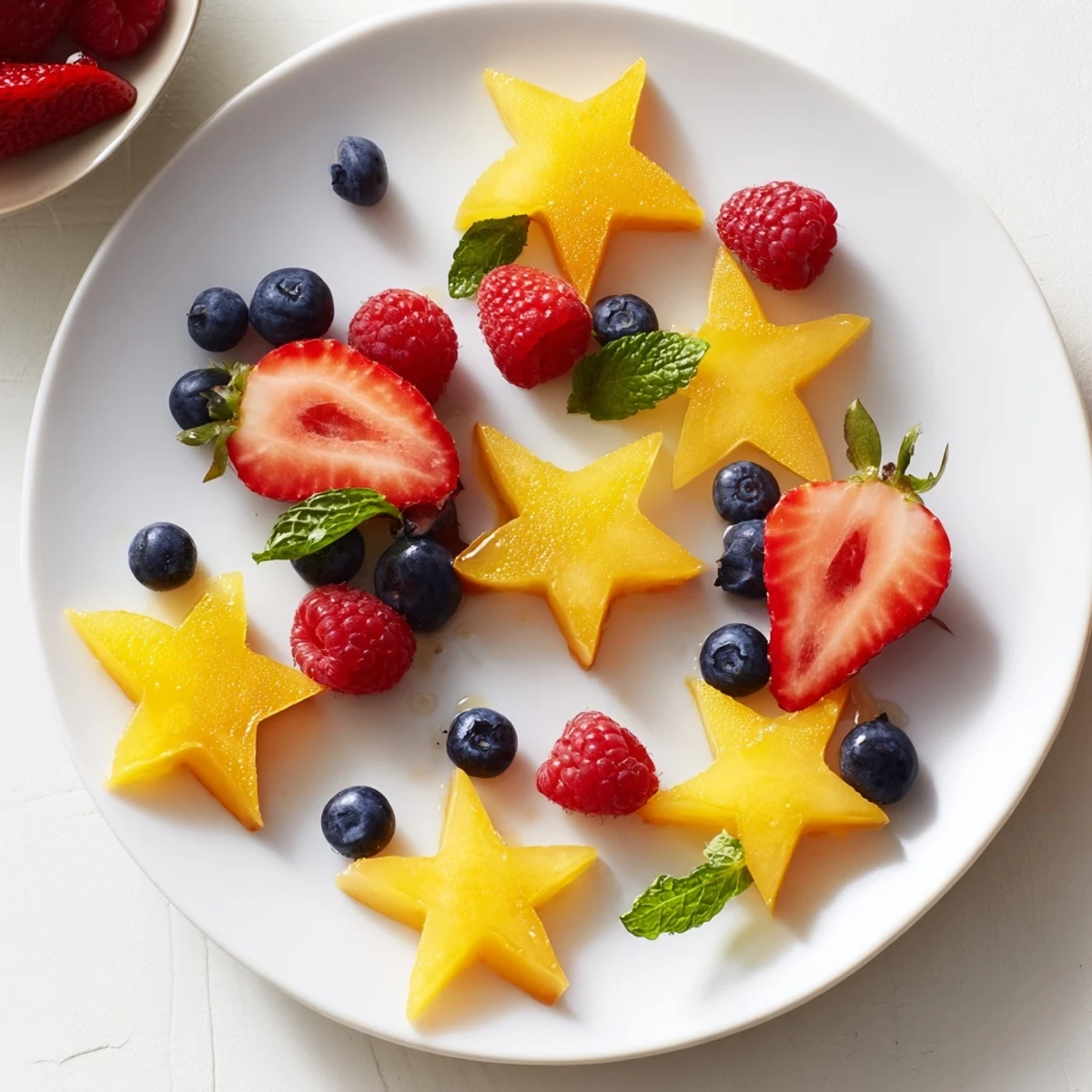 Beautifully sliced starfruit complements the colorful berries on this refreshing and healthy platter recipe.