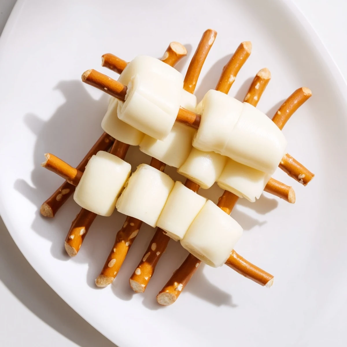 String cheese and pretzel rods snack, a simple and satisfying treat, ready to enjoy with a variety of dippings.