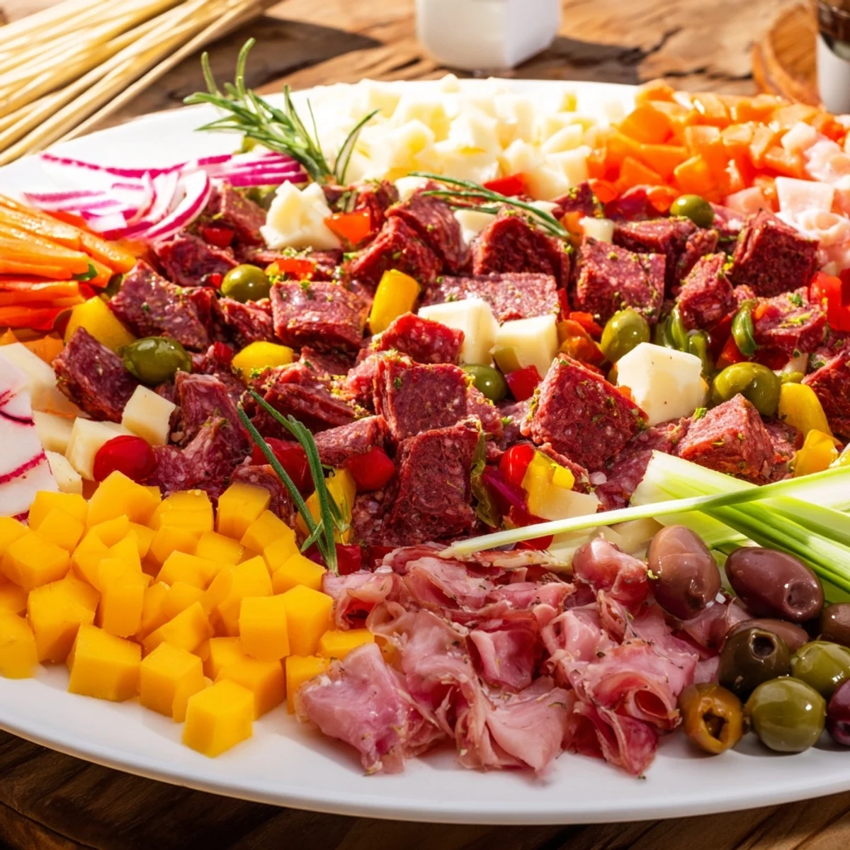 Keto Power Plate: A delicious arrangement of meats, cheeses, and colorful vegetables, perfect for keto diets.