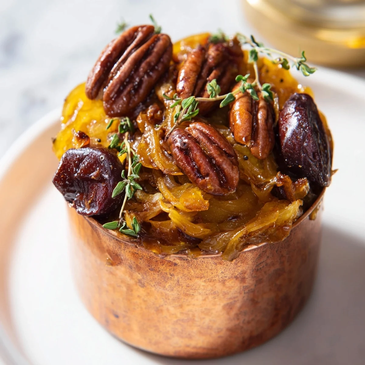 Sizzling The Copper Kettle appetizer: a close-up of the sweet and savory baked dish served warm.