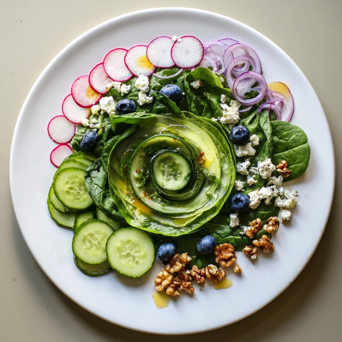 Bright and flavorful Fibonacci Fan Salad, perfectly dressed and ready to enjoy with every bite.