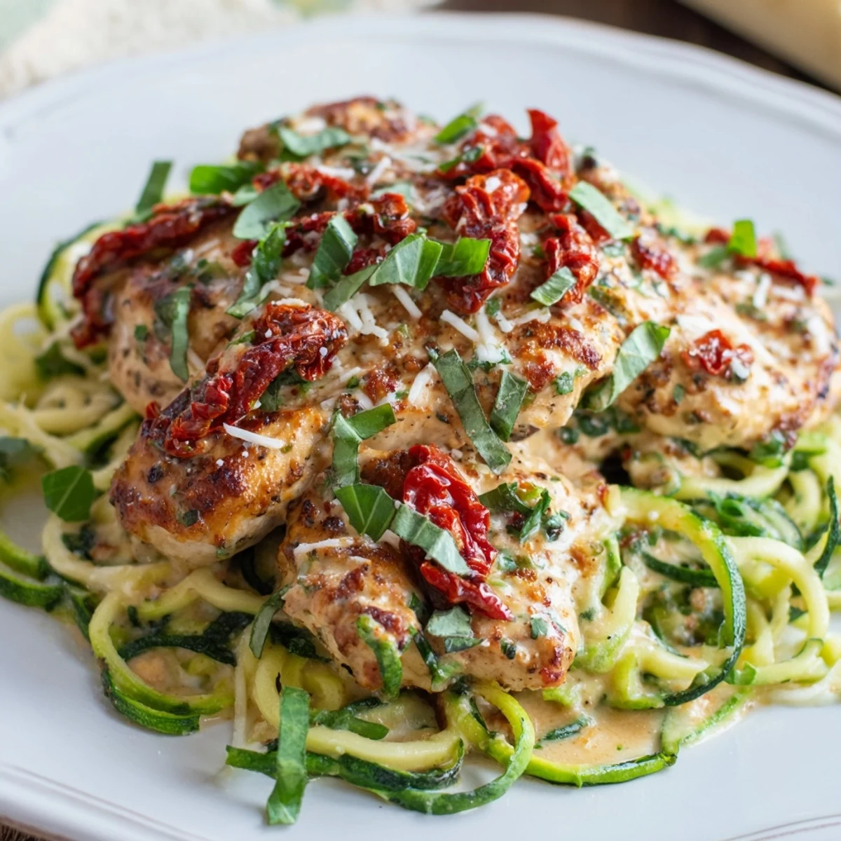 A beautifully plated Marry Me Chicken Zoodles recipe, showcasing the creamy sauce and fresh zoodles for a delightful meal.