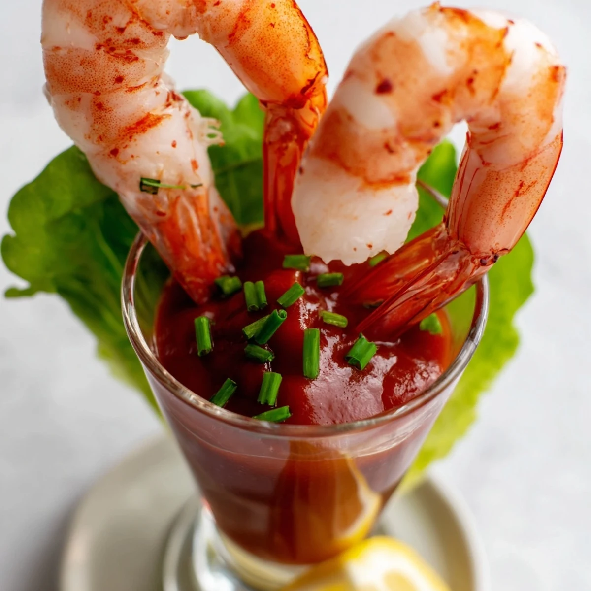 Delicious Retro Prawn Cocktail Shooters, featuring a vibrant mixture of shrimp and flavorful homemade cocktail sauce.