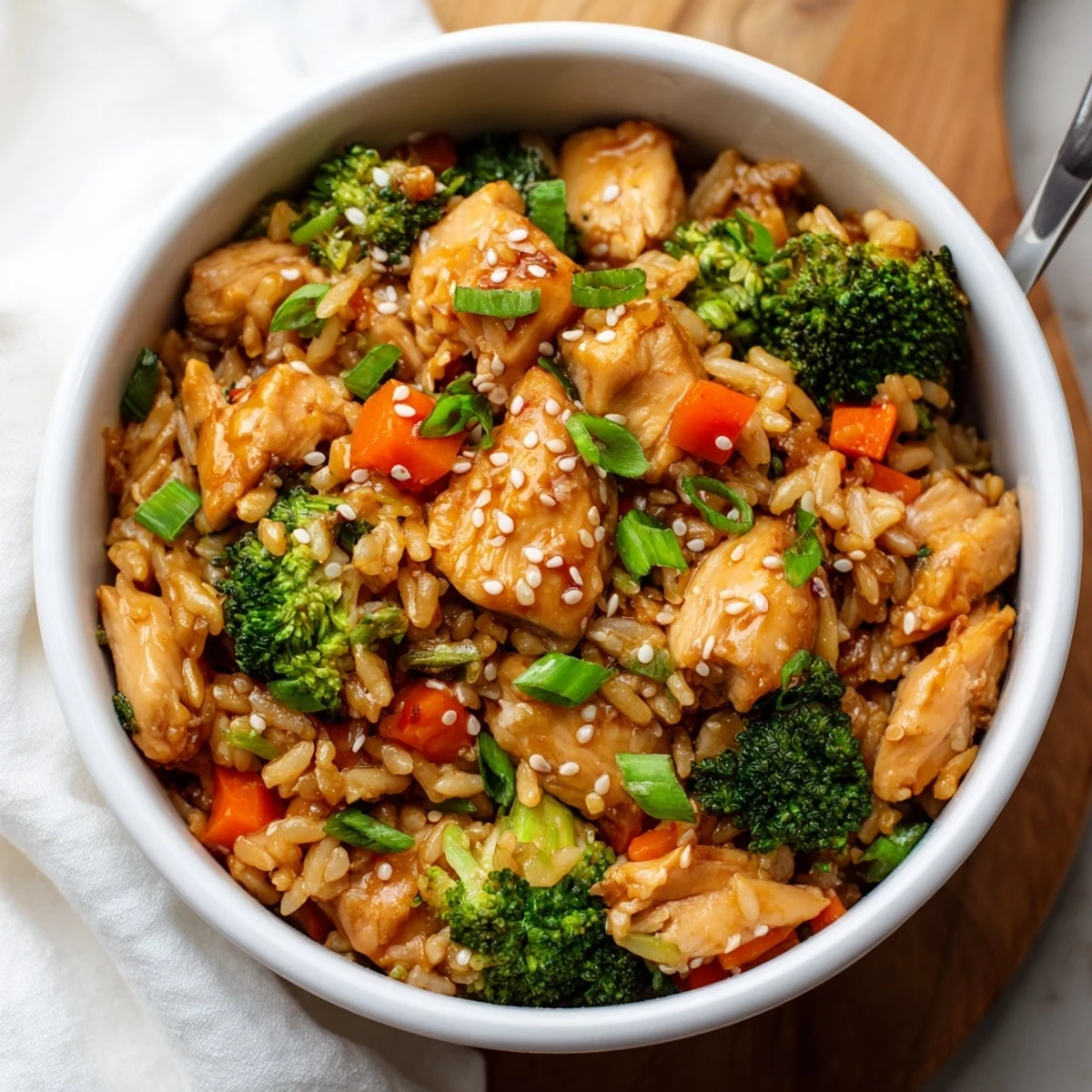 One-pan honey garlic chicken and broccoli over fluffy rice, a delicious weeknight meal.