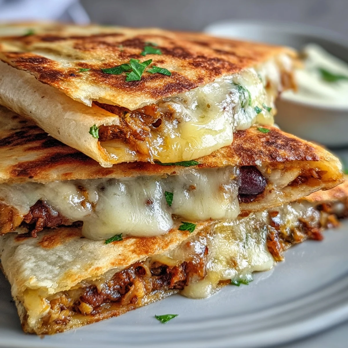 Crispy flour tortilla stuffed with creamy mashed black-eyed peas, cumin-spiced filling, and gooey Monterey Jack cheese.