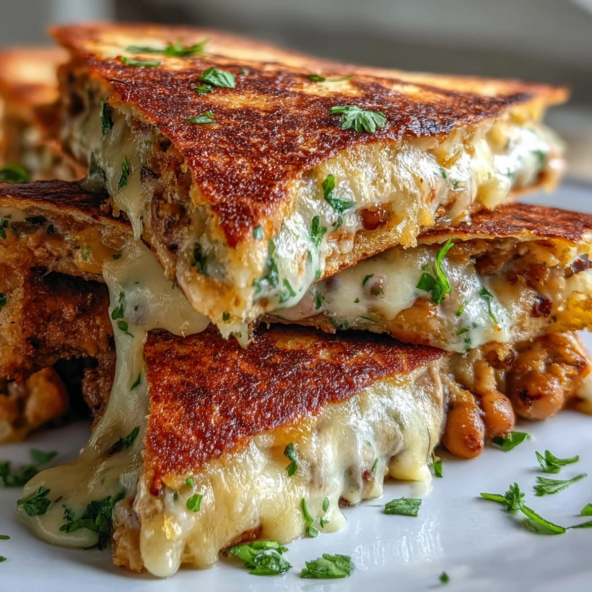 Freshly cooked Tex-Mex quesadilla slices served with sour cream and guacamole, ready for a weeknight dinner.