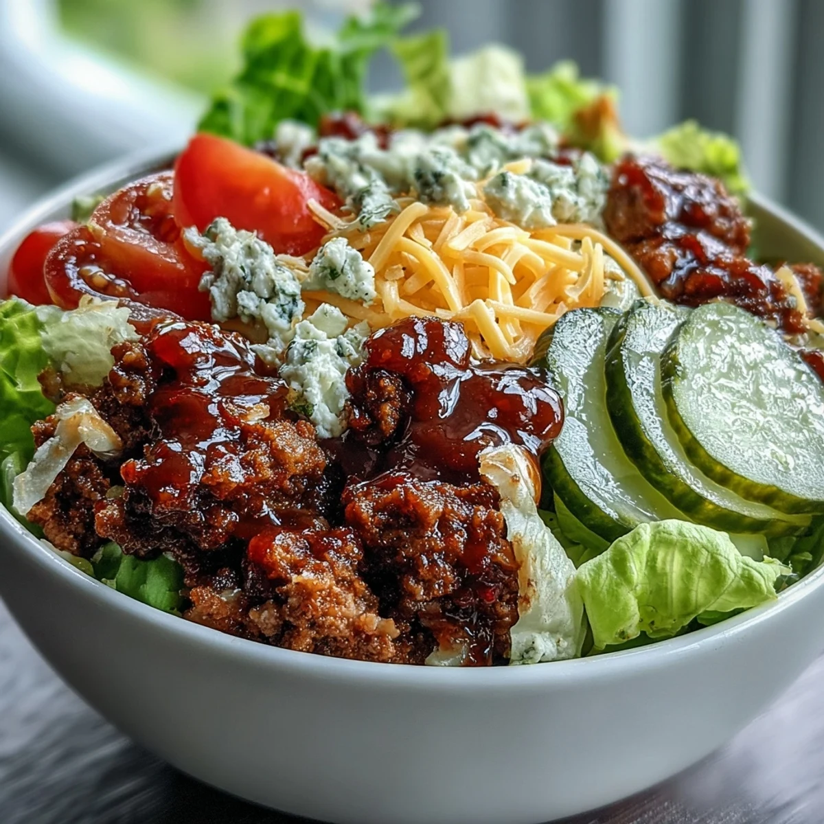 These High-Protein Cheeseburger Bowls showcase golden melted cheese on savory ground beef, ready for a quick weeknight dinner or easy low-carb meal prep.