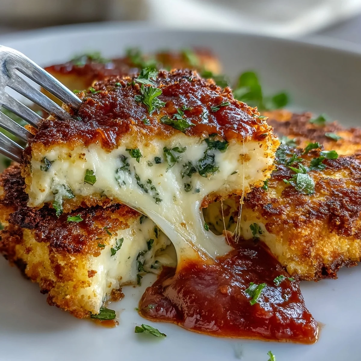 Golden crispy tofu cutlets topped with marinara and melted mozzarella for a vegetarian chicken parmesan twist.