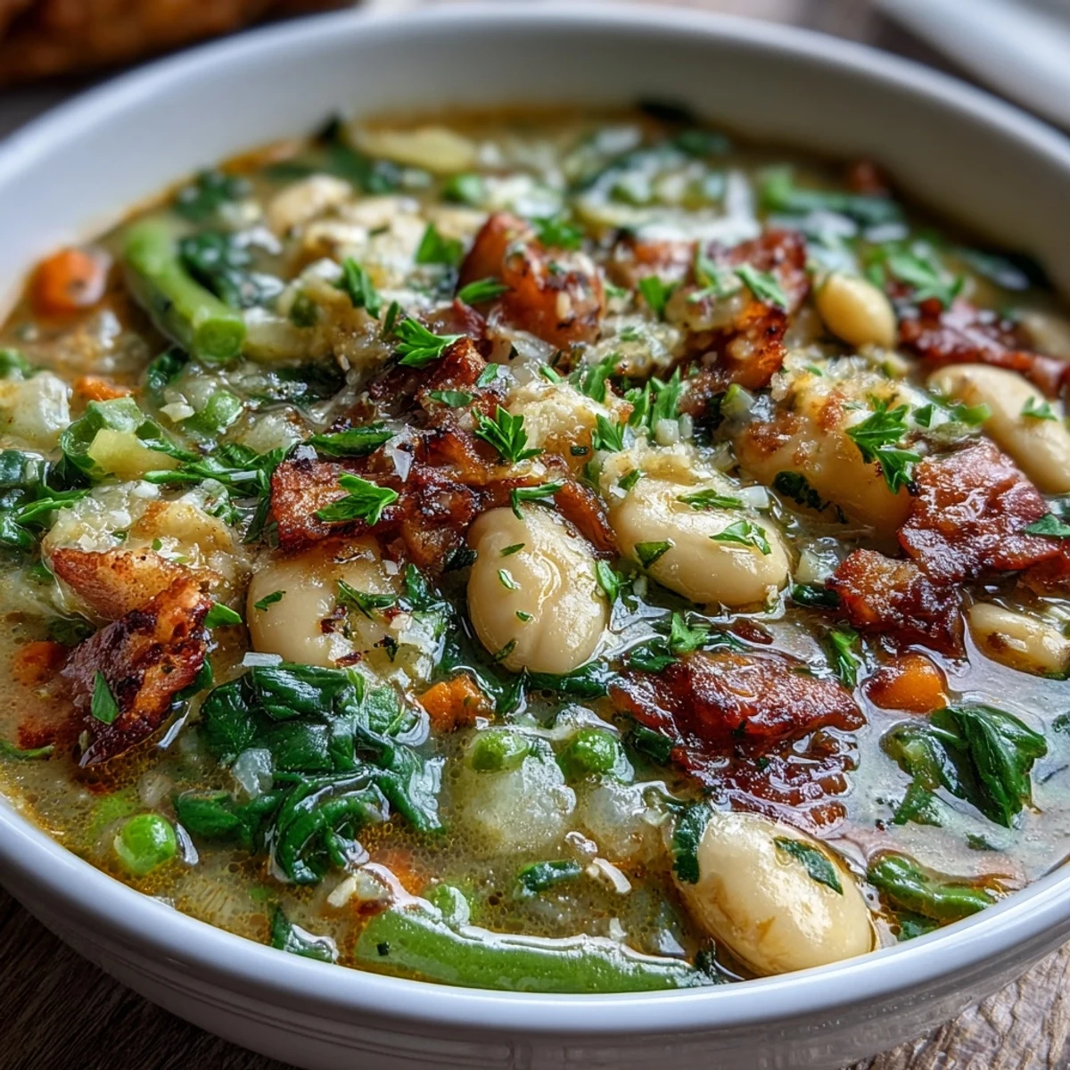 Warm and comforting ham and lima bean soup, featuring slow-simmered lima beans, diced vegetables, and smoky ham in a rich, flavorful broth.