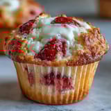 Fluffy strawberry muffins made with creamy Greek yogurt, bursting with juicy fruit in every bite.