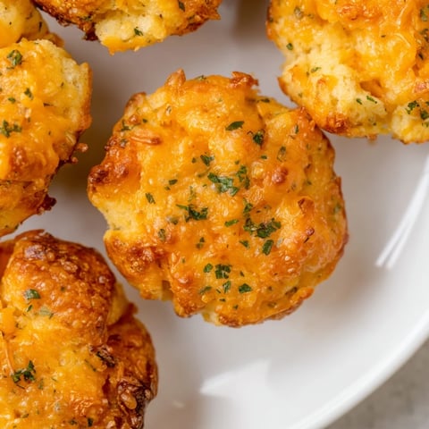 Golden-brown Mini Cheddar Bay Biscuit Pull-Aparts, warm from the oven, ready to be shared and pulled apart.
