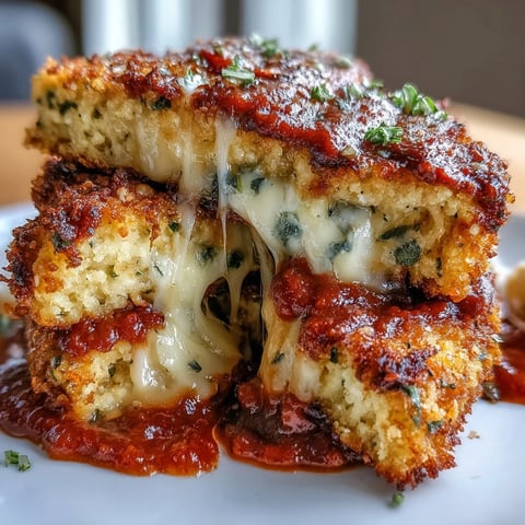 Crispy Tofu Chicken Parm Bakes fresh from the oven, featuring golden-brown, Asiago-crusted slabs generously layered with rich marinara and melted mozzarella, bubbling and stringy for the perfect vegetarian weeknight dinner.