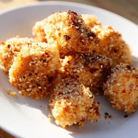 Close-up of baked Spicy Yogurt Chicken Bites, seasoned perfectly, awaiting a taste testing with fresh herbs.