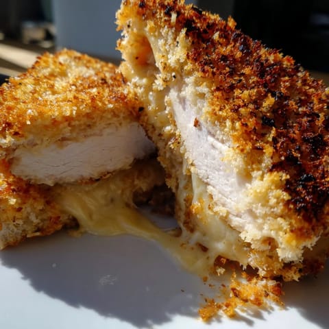 Savory and crispy, the freshly made Crispy Parmesan Chicken Thighs Grilled Cheese looks incredibly inviting.