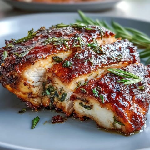 Tender paprika herb chicken breast served over quinoa with golden roasted vegetables and fresh parsley garnish.
