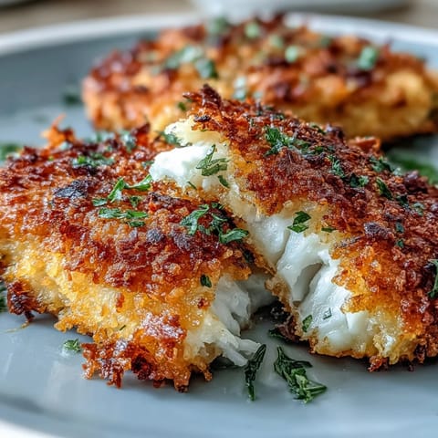 Crispy Asiago-Parmesan panko crusted fish paired with tender zucchini, bell peppers, and cherry tomatoes in this healthy one-pan meal.  