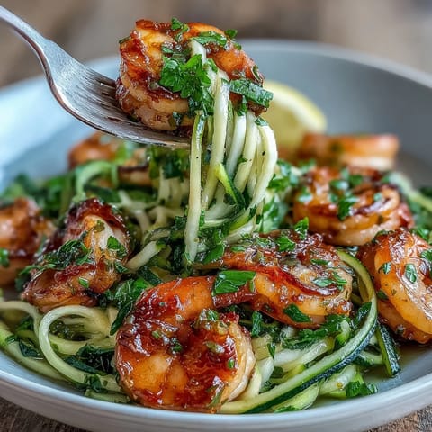 Succulent garlic butter shrimp paired with fresh zucchini noodles for a keto-friendly meal that's both light and satisfying.