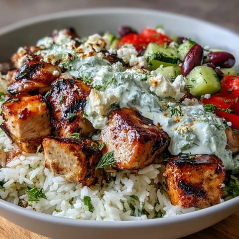 Healthy Mediterranean-inspired meal featuring fluffy rice, crisp cucumber, tomatoes, and tangy feta.  