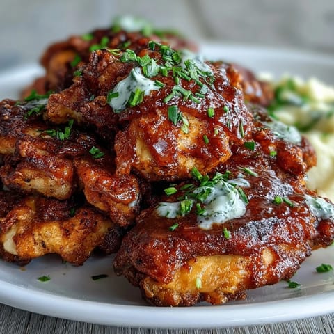 Savory Mississippi chicken slow-cooked with butter, pepperoncini, and au jus over fluffy garlic mashed potatoes.  