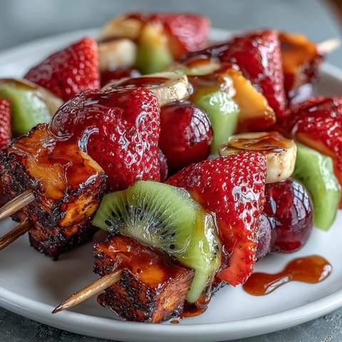 Vibrant bento box with fruit skewers, creamy yogurt dip, and colorful veggies—perfect kid-friendly lunch.