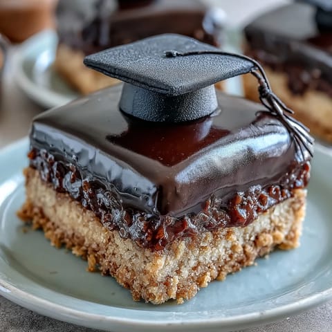 Easy Graduation Cookies with Fondant Mortarboard displayed on a festive platter, each topped with a black fondant cap and yellow tassel for a celebratory dessert.