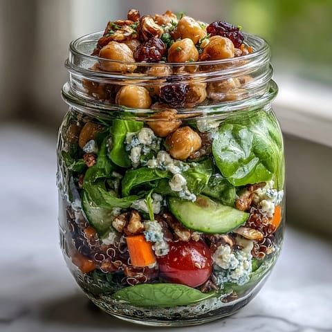 Colorful mason jar salads packed for a healthy week of delicious, crisp lunches.