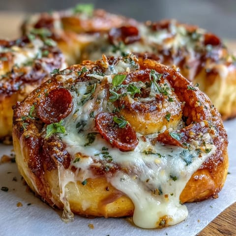 Golden pizza pinwheels with pepperoni and gooey mozzarella, ready to enjoy.