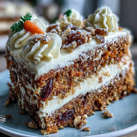 Festive Easter dessert table featuring moist carrot cake, elegant pavlova, and zesty lemon tart.