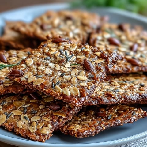 Homemade Seed Crackers arranged on a rustic wooden board with hummus and olives for a healthy snack spread.