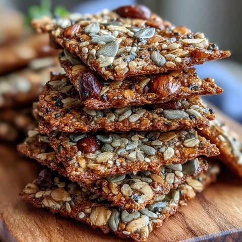 Golden and crispy seed crackers baked to perfection, showcasing flax, sunflower, and sesame seeds in every bite.