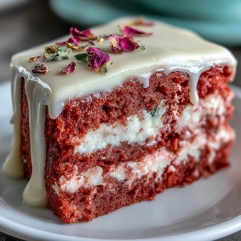 Bridal shower dessert featuring rosé velvet cake layers with smooth buttercream and edible gold accents.  