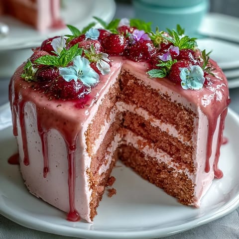 Blush pink Bridal Shower Rosé Velvet Cake with elegant gold dripping frosting.