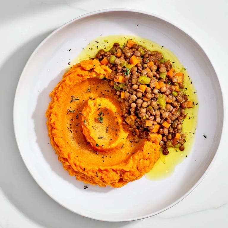 Golden brown Veggie Shepherd's Pie, baked to perfection with bubbling filling and flavorful sweet potato.