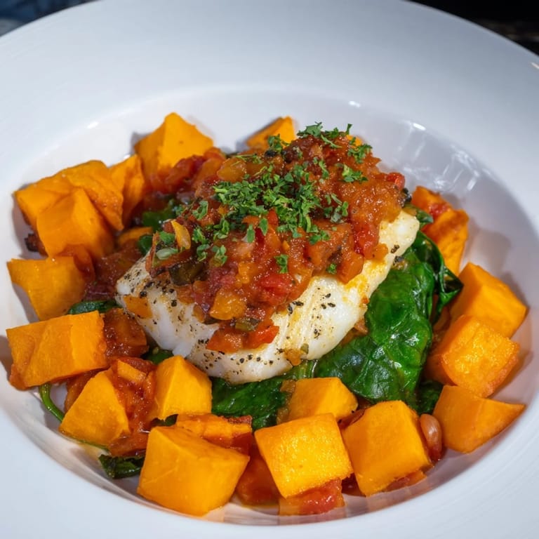 Flaky, tender baked cod recipe with vibrant vegetables and a delicious homemade tomato sauce.
